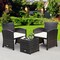 3 Pieces PE Rattan Wicker Furniture Set with Cushion Sofa Coffee Table for Garden